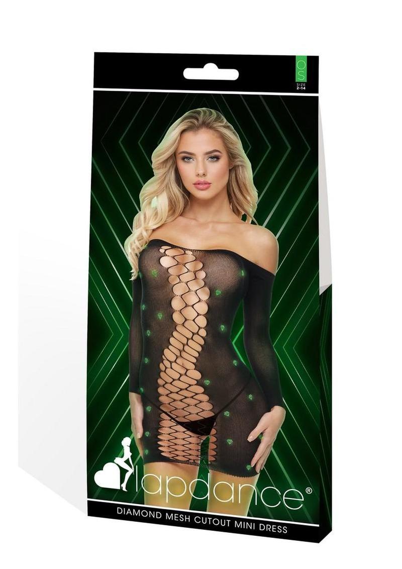 Lapdance Diamond Mesh Cutout Dress