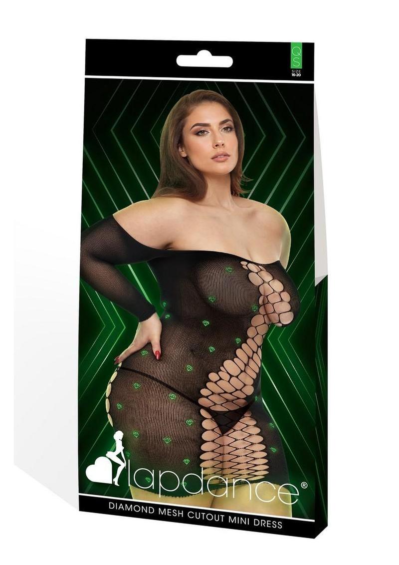 Lapdance Diamond Mesh Cutout Dress