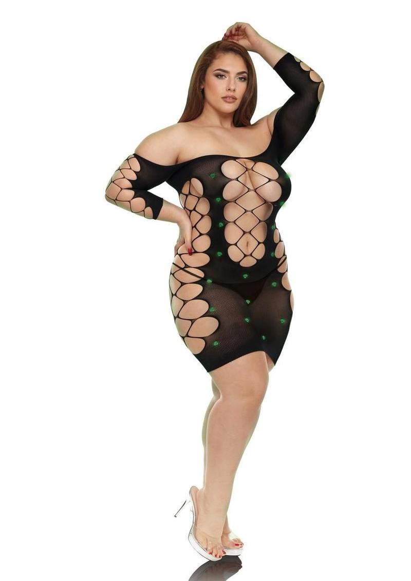 Lapdance Glimmer Off Shoulder Mini Dress