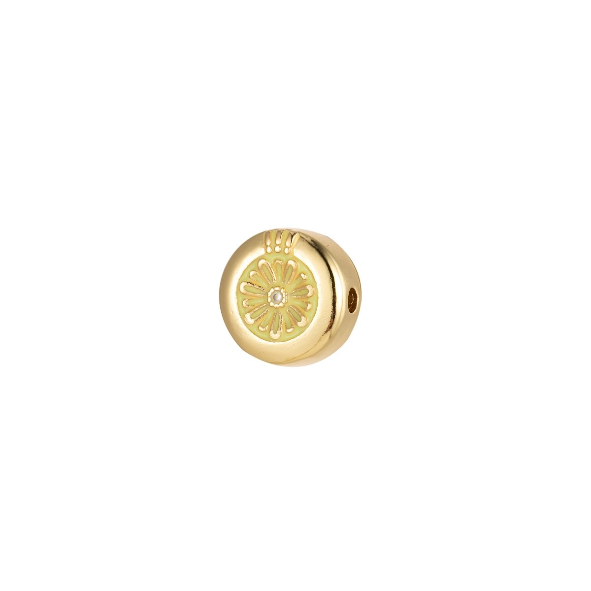 Large Hole Round Daisy Charm for Necklace Pendant Pave Beads, Flower Big Hole Spacer Beads, Large Hole Spacer Dangle Charm B-531 to B-538