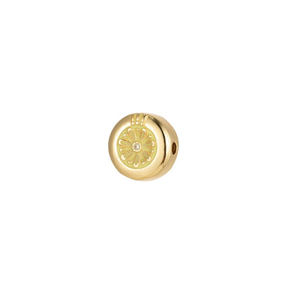 Large Hole Round Daisy Charm for Necklace Pendant Pave Beads, Flower Big Hole Spacer Beads, Large Hole Spacer Dangle Charm B-531 to B-538