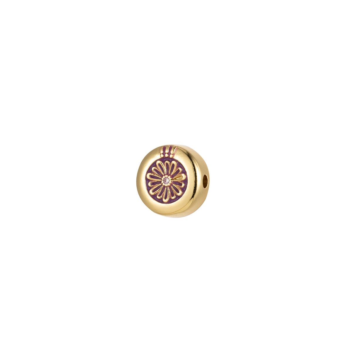 Large Hole Round Daisy Charm for Necklace Pendant Pave Beads, Flower Big Hole Spacer Beads, Large Hole Spacer Dangle Charm B-531 to B-538
