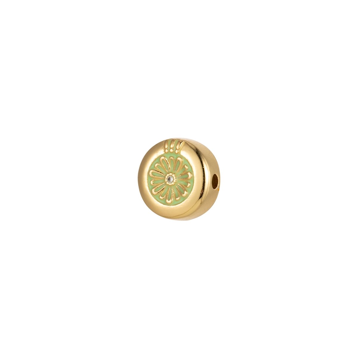 Large Hole Round Daisy Charm for Necklace Pendant Pave Beads, Flower Big Hole Spacer Beads, Large Hole Spacer Dangle Charm B-531 to B-538