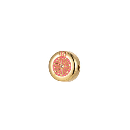 Large Hole Round Daisy Charm for Necklace Pendant Pave Beads, Flower Big Hole Spacer Beads, Large Hole Spacer Dangle Charm B-531 to B-538