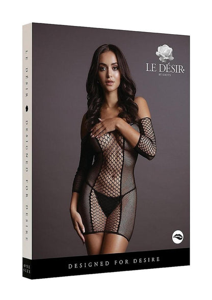 Le Désir Short  With Sleeved Fishnet Mini Dress