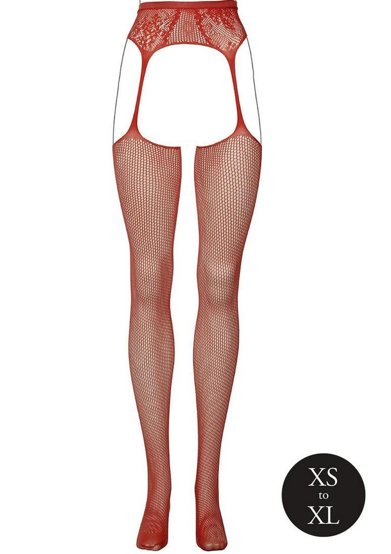 Fishnet And Lace Garterbelt Stockings Glow Orange