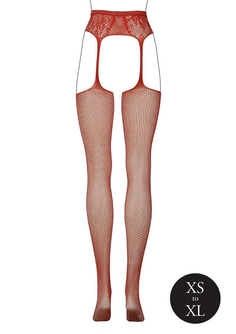 Fishnet And Lace Garterbelt Stockings Glow Orange