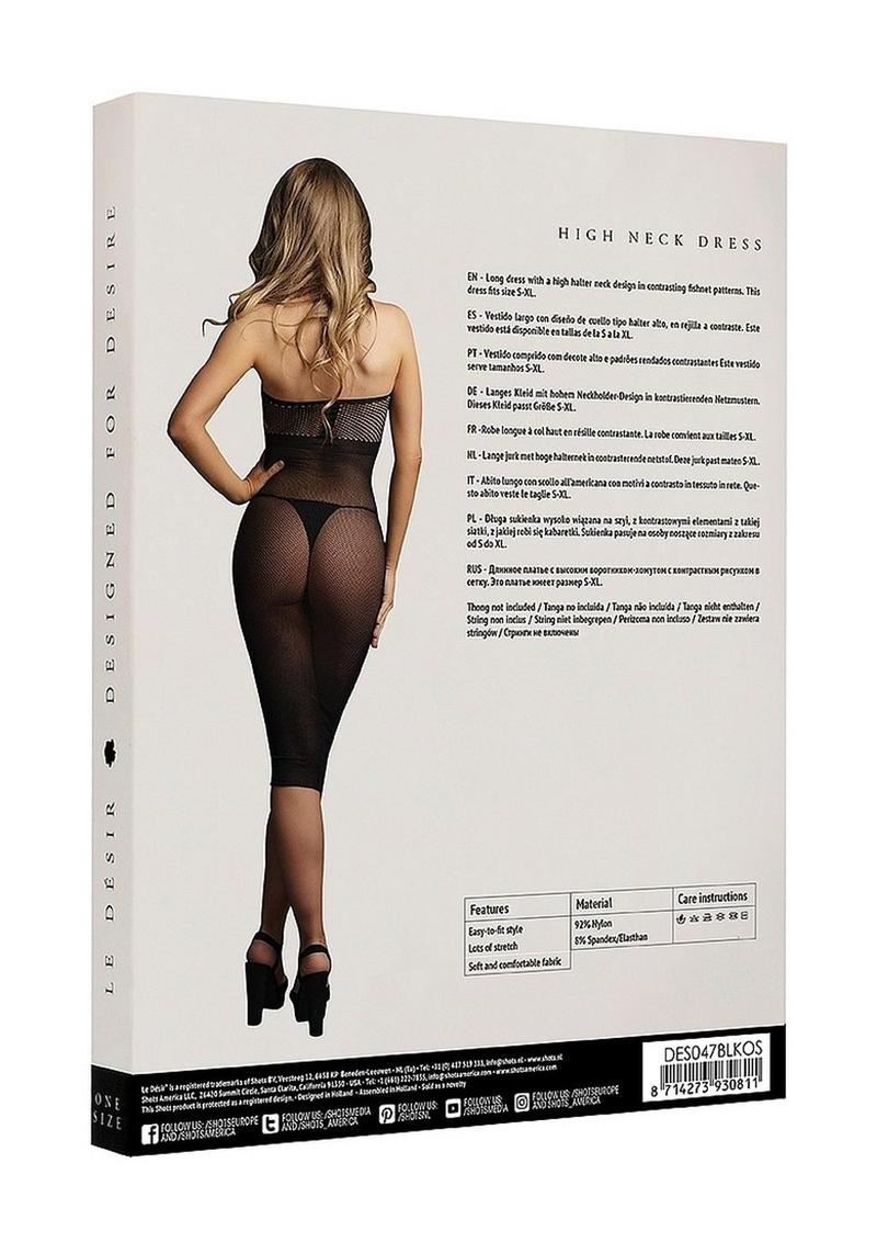 Le Désir High Neck Fishnet Dress With Elegant Sheer Lingerie