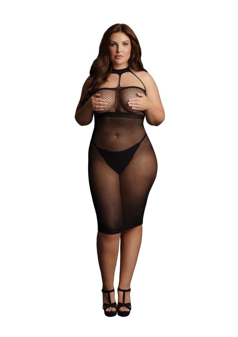Le Désir High Neck Fishnet Dress
