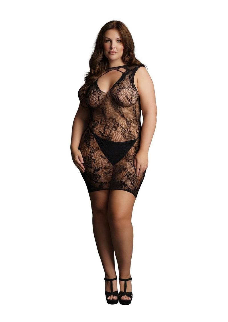 Le Désir High Neck Lace Mini Dress