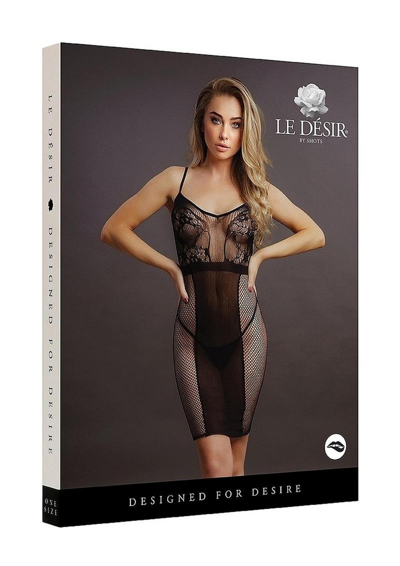 Le Désir Knee Fishnet Dress With Length Lace