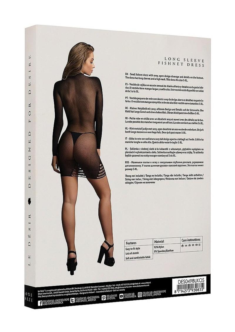 Le Desir Long Sleeve Fishnet Dress One Size