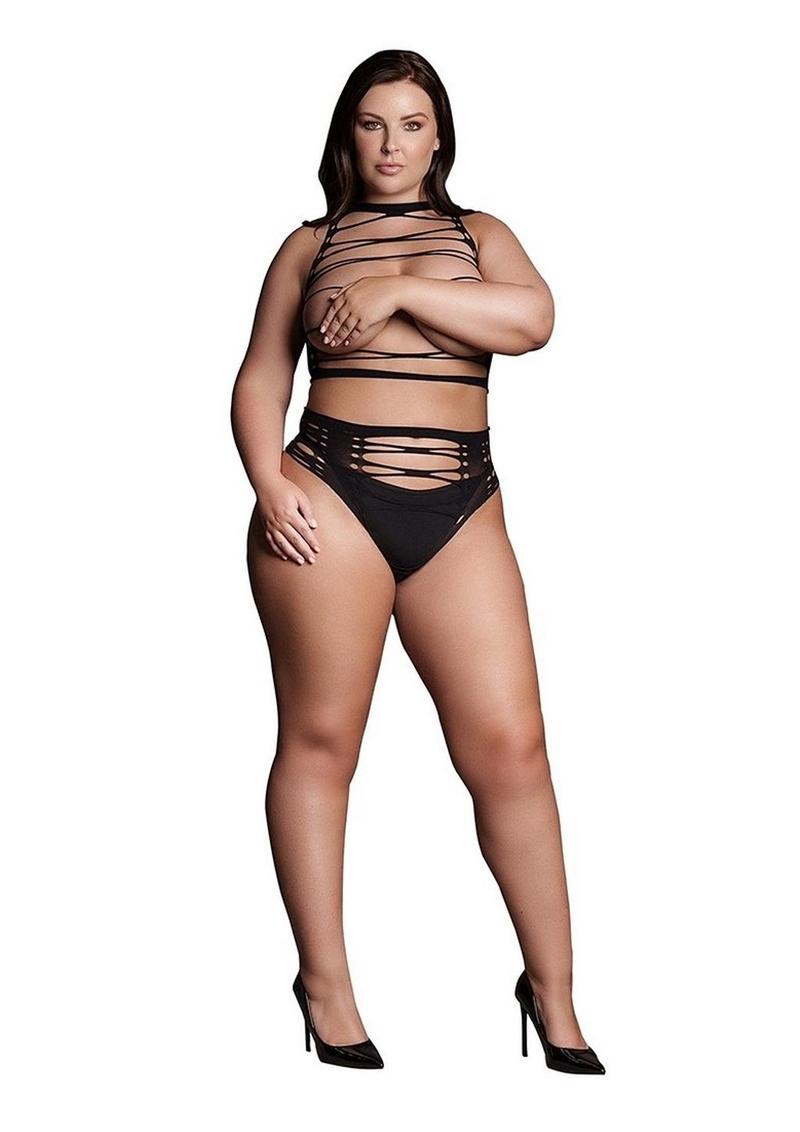 Le Désir Shade Helike XLV Two-Piece Set Open Cups Crop Top And Panty