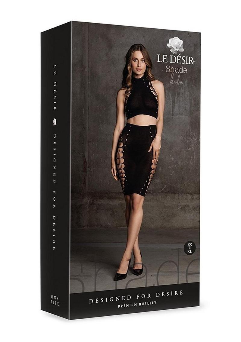 Le Désir Shade Kala Two-Piece Turtleneck Crop Top And Skirt Set