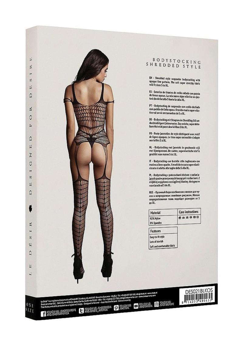Le Desir Shredded Bodystocking - Black