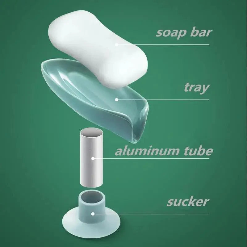 Leaf Shaped Soap Dish Holder Suction Cup Soap Dish For Bathroom Shower Soap Box Sponge Soap Holder Storage Tray Soap container Soap Dish Holder Lotus Leaf Shape With Suction Cup Drain Detachable Soap Box Not Punched Toilet Bath Drain Shelf Storage