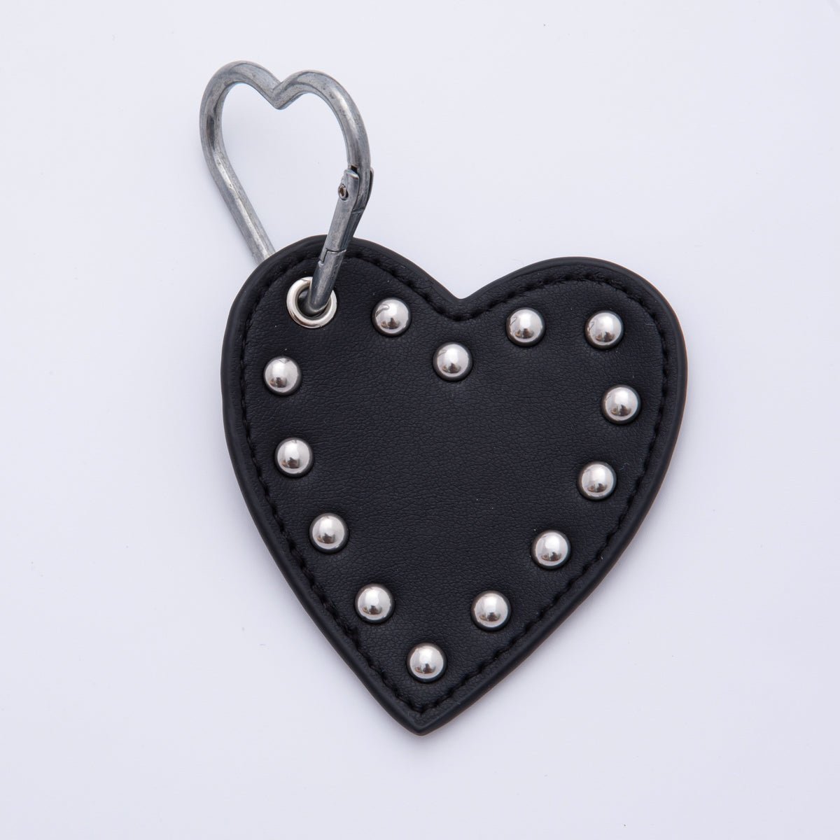 White, Black, Purple, Orange, Brown, Pink, Green Heart Stud Leather Bag Charm Keychain Accessories | WB-00088 ~ WB-00094