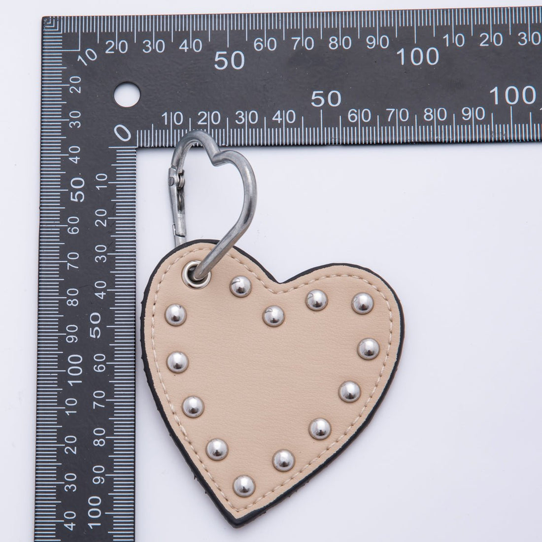 White, Black, Purple, Orange, Brown, Pink, Green Heart Stud Leather Bag Charm Keychain Accessories | WB-00088 ~ WB-00094