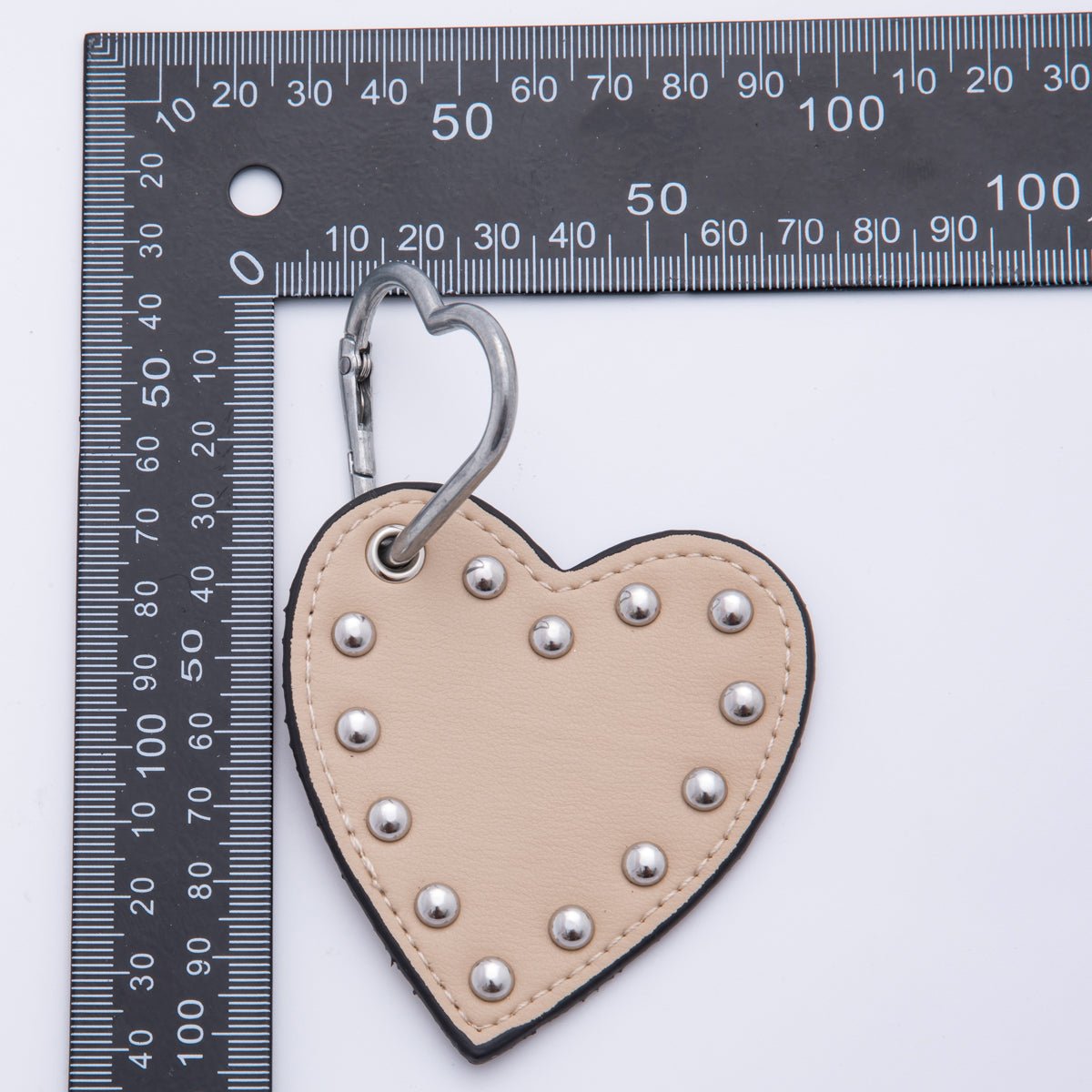 White, Black, Purple, Orange, Brown, Pink, Green Heart Stud Leather Bag Charm Keychain Accessories | WB-00088 ~ WB-00094