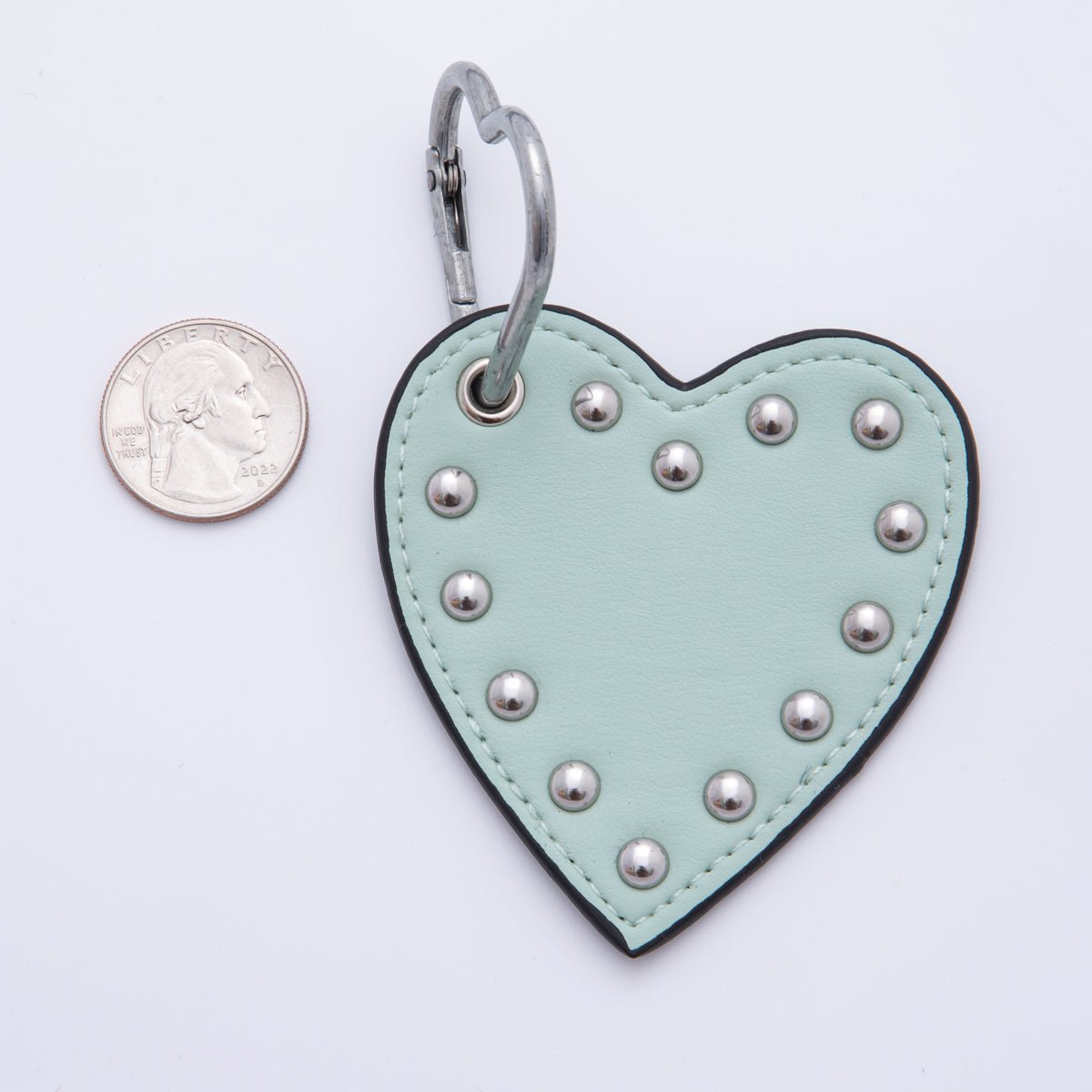 White, Black, Purple, Orange, Brown, Pink, Green Heart Stud Leather Bag Charm Keychain Accessories | WB-00088 ~ WB-00094