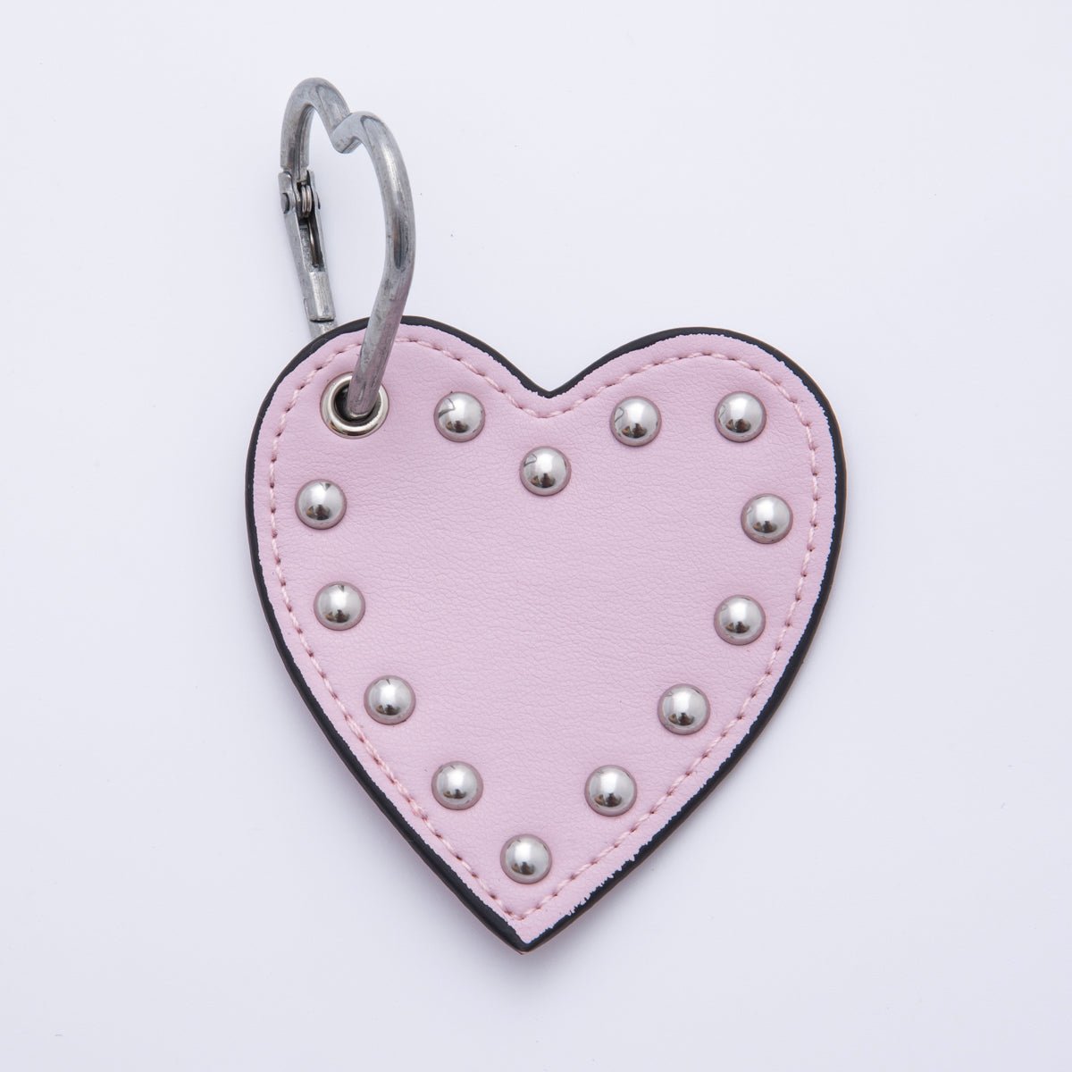 White, Black, Purple, Orange, Brown, Pink, Green Heart Stud Leather Bag Charm Keychain Accessories | WB-00088 ~ WB-00094