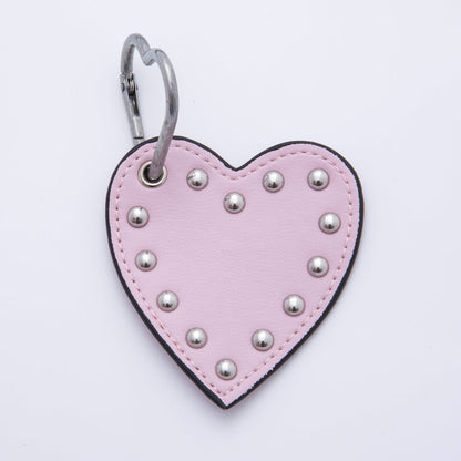 White, Black, Purple, Orange, Brown, Pink, Green Heart Stud Leather Bag Charm Keychain Accessories | WB-00088 ~ WB-00094