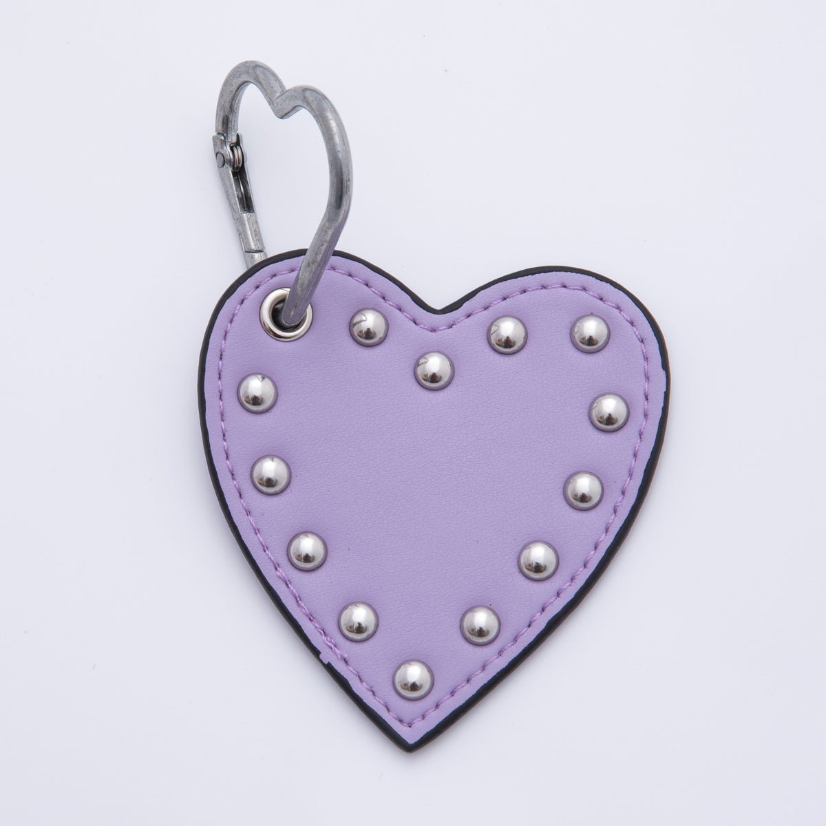 White, Black, Purple, Orange, Brown, Pink, Green Heart Stud Leather Bag Charm Keychain Accessories | WB-00088 ~ WB-00094