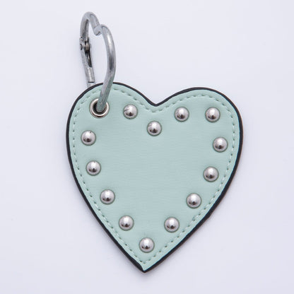 White, Black, Purple, Orange, Brown, Pink, Green Heart Stud Leather Bag Charm Keychain Accessories | WB-00088 ~ WB-00094