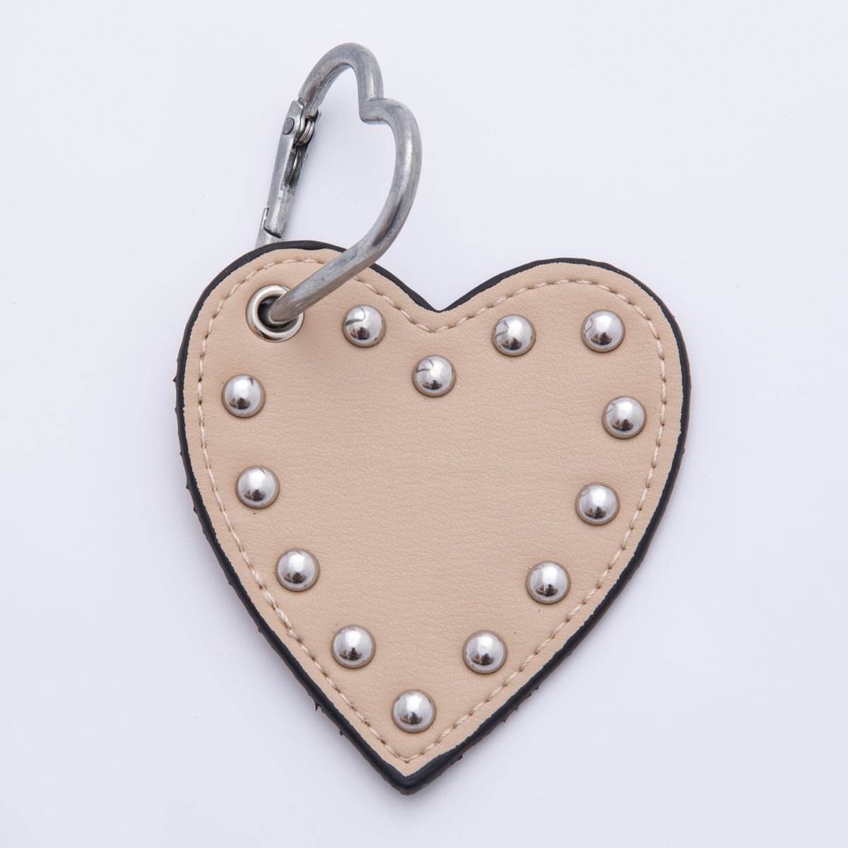 White, Black, Purple, Orange, Brown, Pink, Green Heart Stud Leather Bag Charm Keychain Accessories | WB-00088 ~ WB-00094
