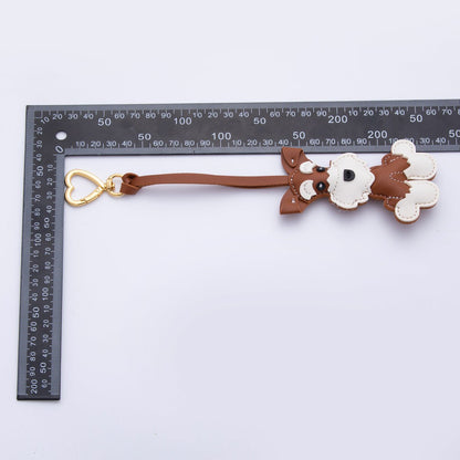 Leather Schnauzer Dog Print Keyring Purse Bag Backpack Charm Accessory WB-00020