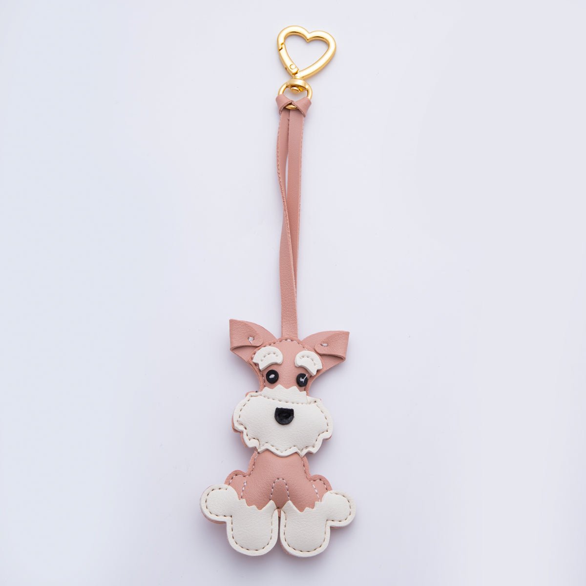 Leather Schnauzer Dog Print Keyring Purse Bag Backpack Charm Accessory WB-00020