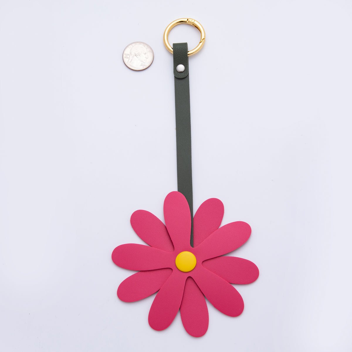 Leather Sun Flower Keyring Purse Bag Backpack Charm Flower Accessory WB-00012