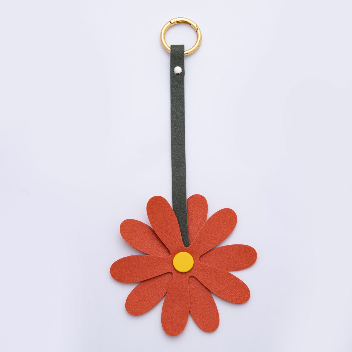 Leather Sun Flower Keyring Purse Bag Backpack Charm Flower Accessory WB-00012