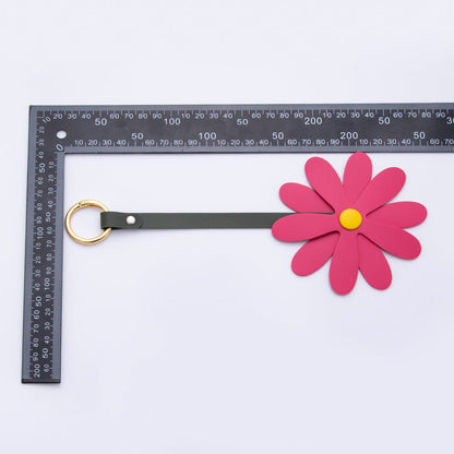 Leather Sun Flower Keyring Purse Bag Backpack Charm Flower Accessory WB-00012
