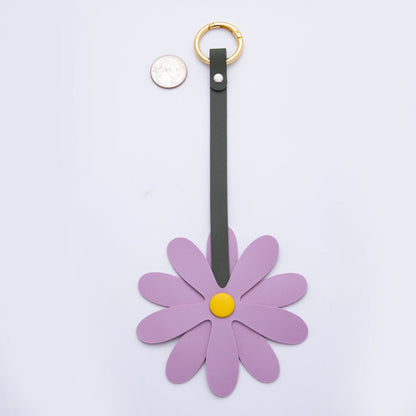 Leather Sun Flower Keyring Purse Bag Backpack Charm Flower Accessory WB-00012