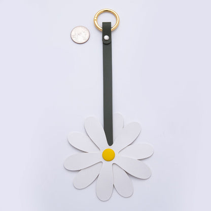 Leather Sun Flower Keyring Purse Bag Backpack Charm Flower Accessory WB-00012