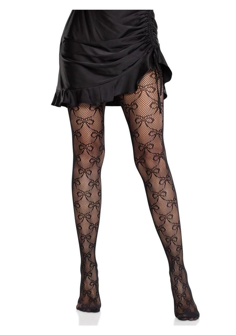 Bow Net Tights Sheer Fishnet Pantyhose
