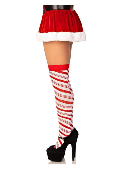 Leg Avenue Candy Cane Lurex Striped Over-the-Knee Socks