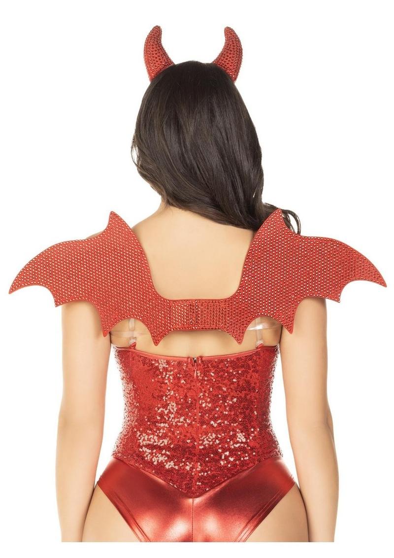 Leg Avenue Devil Kit Rhinestone Devil Wings And Horn Headband
