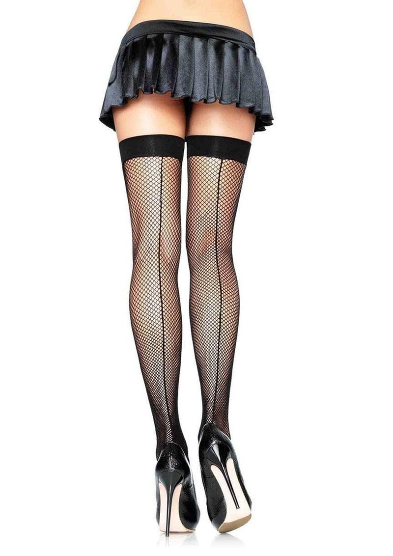 Fishnet Thigh High Stockings With Backseam
