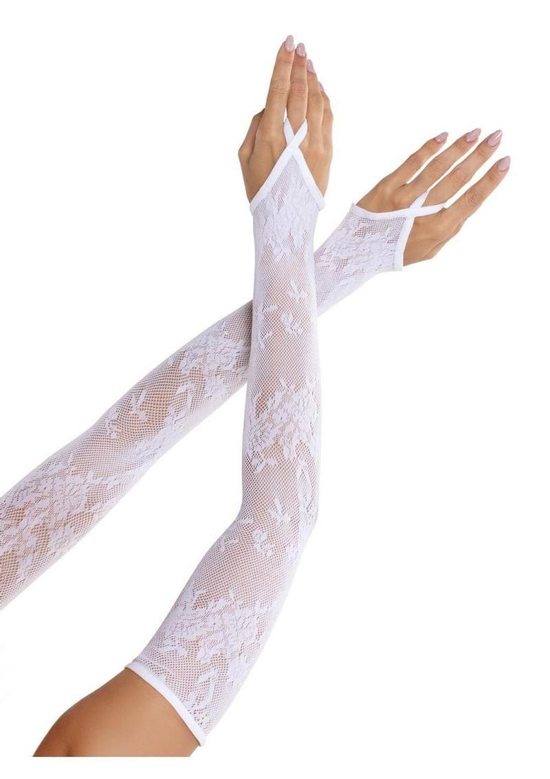 Floral Net Extra Long Gauntlet Arm Warmers