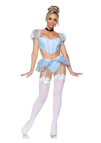 Cinderella-Inspired Blue Bodysuit With Garter Straps