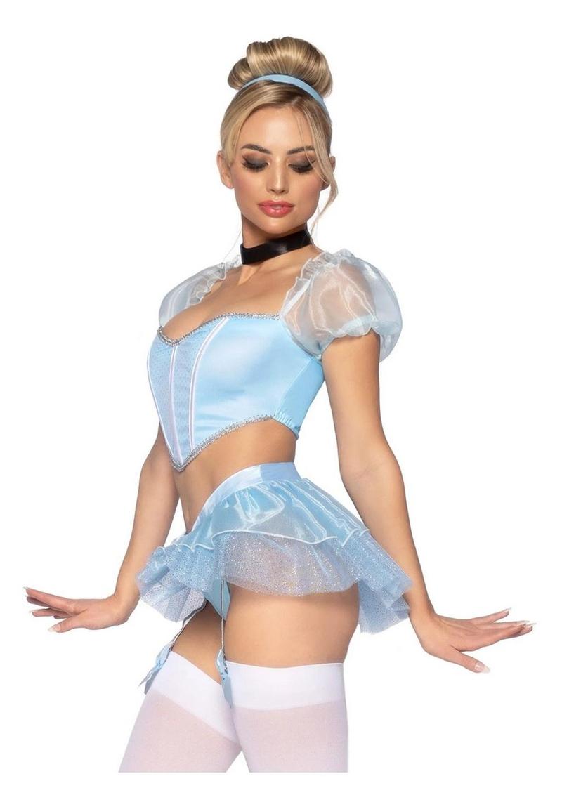 Cinderella-Inspired Blue Bodysuit With Garter Straps