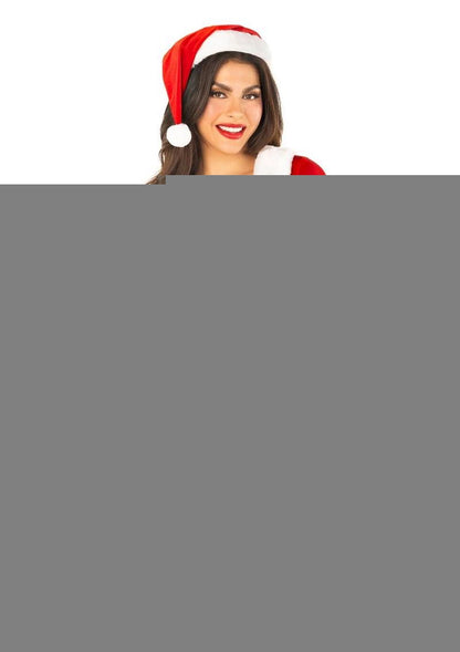Leg Avenue HoHo Hottie Set Velvet Crop Top Faux Fur Trim &amp; Mini Skirt