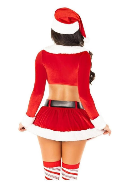Leg Avenue HoHo Hottie Set Velvet Crop Top Faux Fur Trim &amp; Mini Skirt