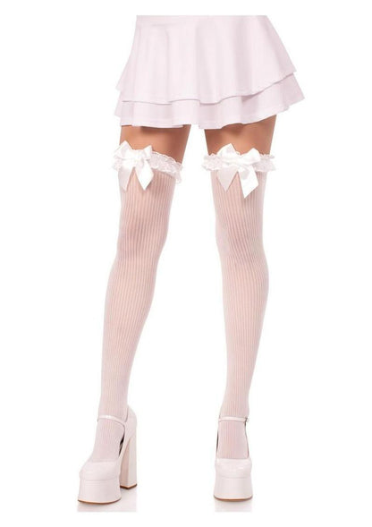Leg Avenue Lace Garter Sheer Striped Thigh Highs