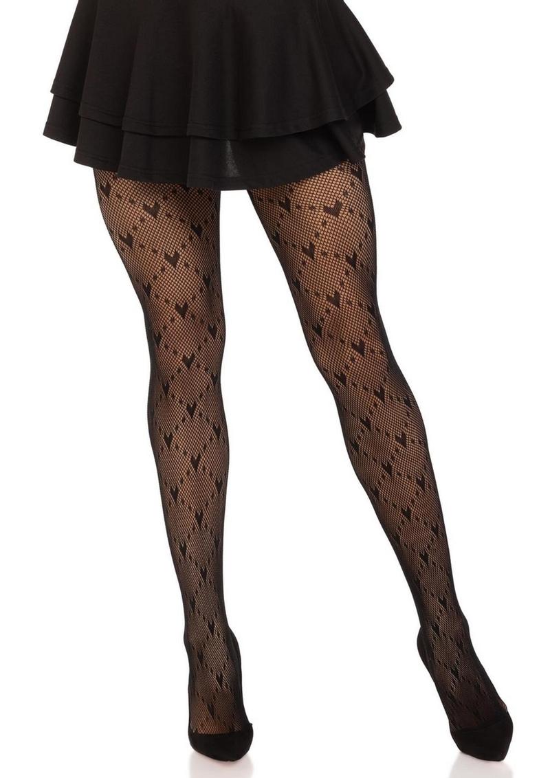 Leg Avenue Love Struck Heart Net Tights