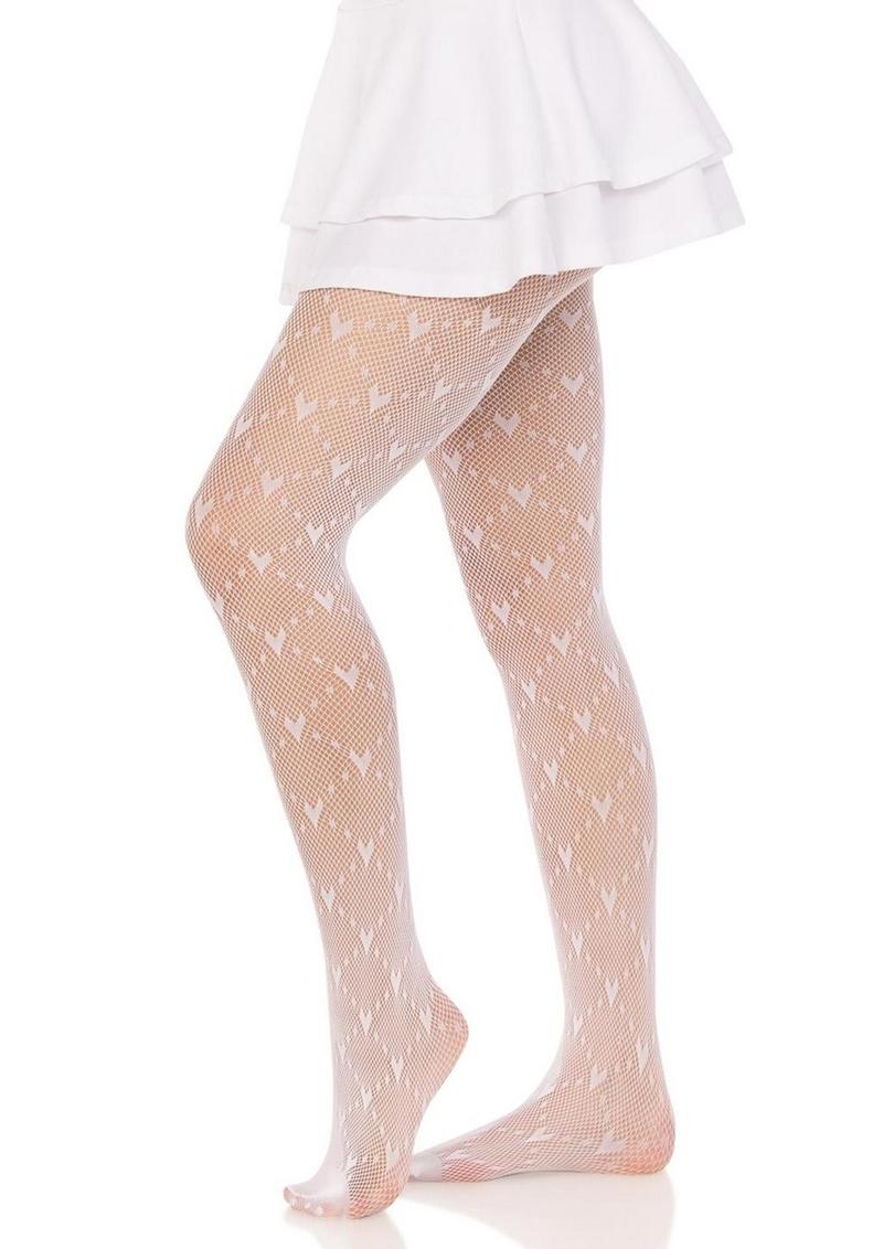 Leg Avenue Love Struck Heart Net Tights