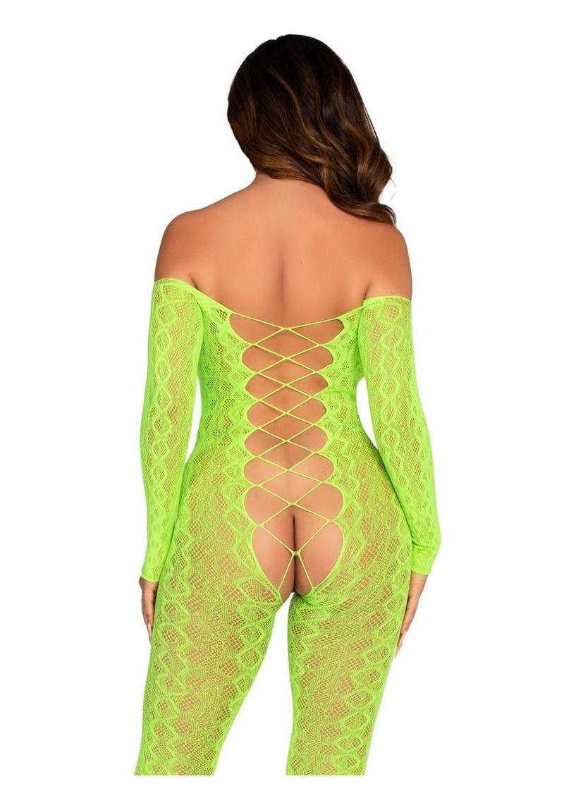 Python Net Crotchless Footless Lingerie Jumpsuit