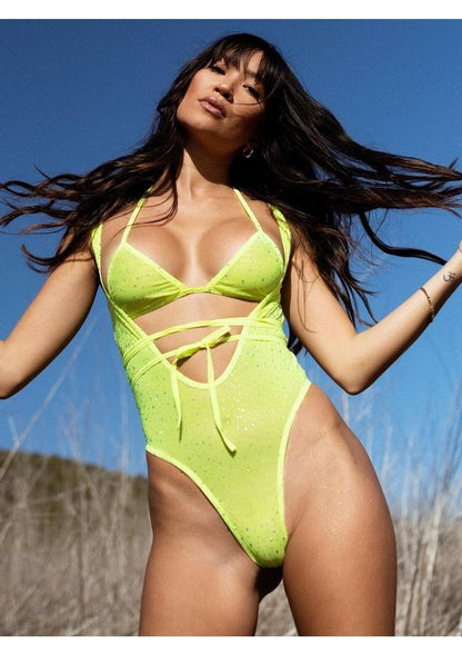 Rhinestone Mesh Wrap-Around Bikini Top